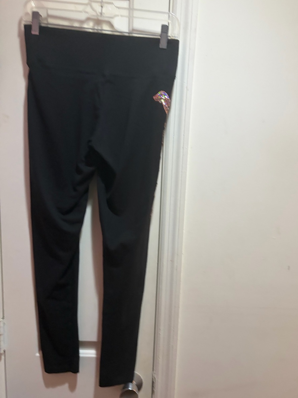 PINK Victoria's Secret Black Logo Leggings with Rose Gold Sequins - Picture 2 of 16